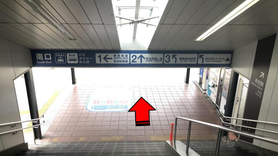 本庄駅南口階段から降ります。