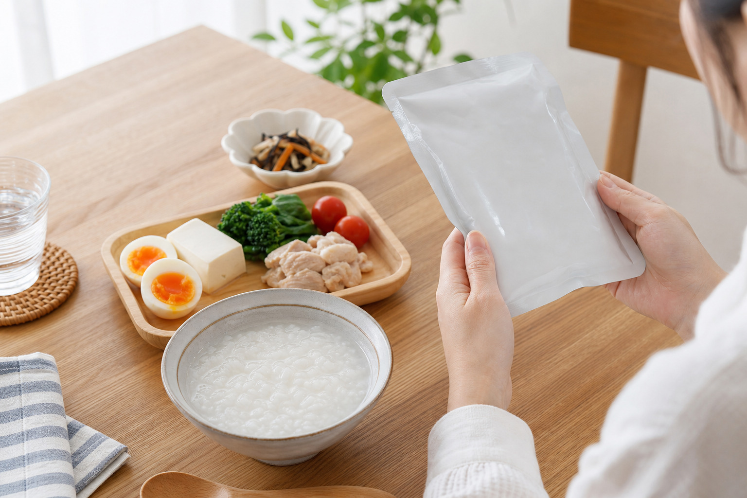 市販・レトルトおかゆを使うときの選び方を補足する画像