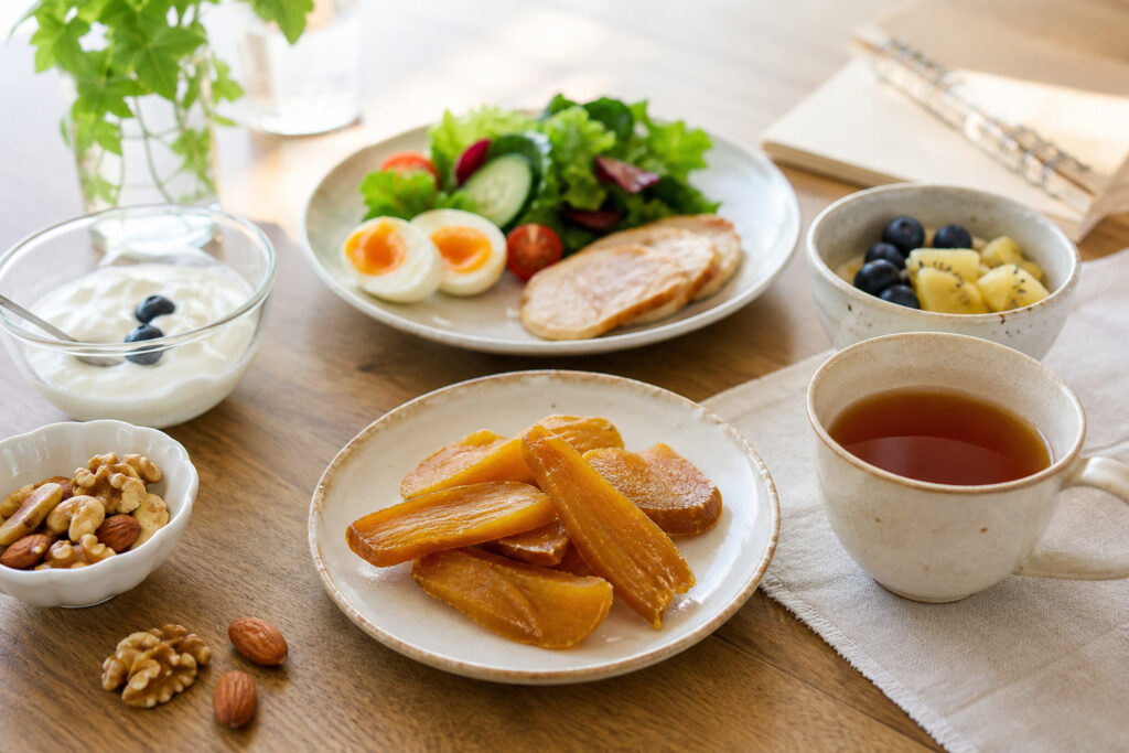干し芋はダイエット中に食べてもいい？太りにくい量・食べ方・注意点を解説のアイキャッチ画像